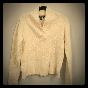 Winter white cable knit sweater